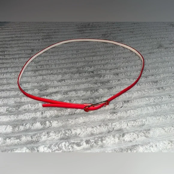 80s Vintage Skinny Red Patent Leather Belt 47” Length - Picture 3 of 7